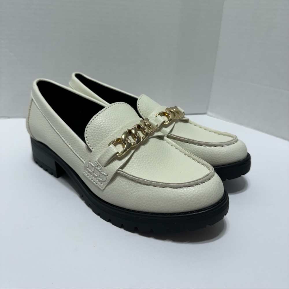 White Faux Leather Chunky Loafers